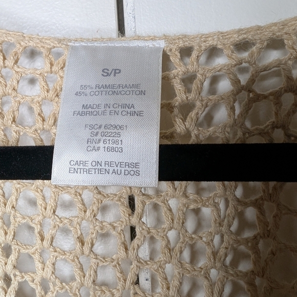 Beige Crochet Long Line Cardigan Vintage Y2K sz S - Picture 4 of 4